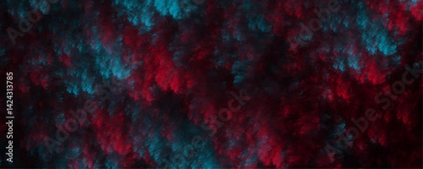 Obraz Modern digital abstract neon blue and dark red smoke effect, atmospheric fractal pattern, futuristic vibe, perfect for sci-fi design. Abstract Red and Blue Cloud Texture Background