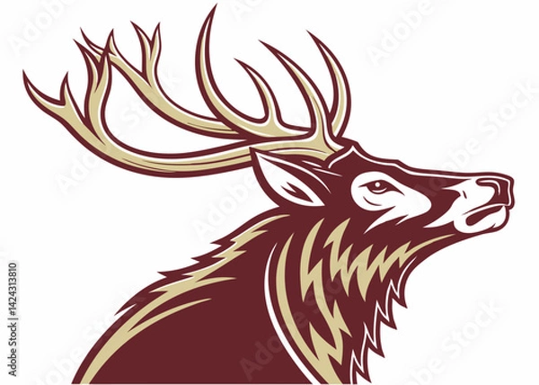 Fototapeta Detailed vector graphic of a regal elk head profile view