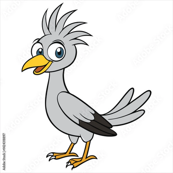 Fototapeta This is a cute cartoon illustration of a flying vulture bird, a wild animal with a distinct beak and wings, depicted in a fun, vector art style