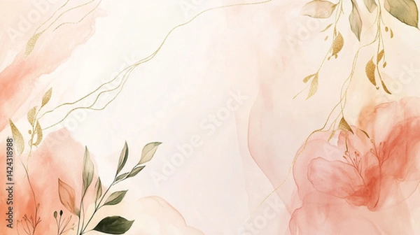 Fototapeta luxury lotus flower illustration background vector with gold line art suited for wedding stationery branding and wall art