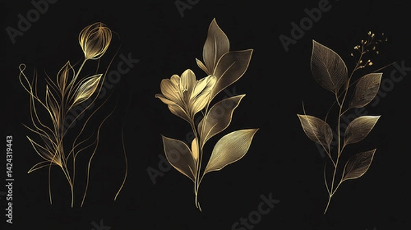 Fototapeta luxury gold lotus wallpaper vector with elegant line art texture for yoga studio invites packaging and decor