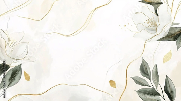 Fototapeta elegant spring floral watercolor vector background with hand painted flowers leaves and plants perfect for wall art and home decor