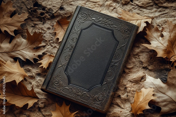 Fototapeta The book cover features classic design elements, with intricate details, subtle embossing, and a weathered, aged look