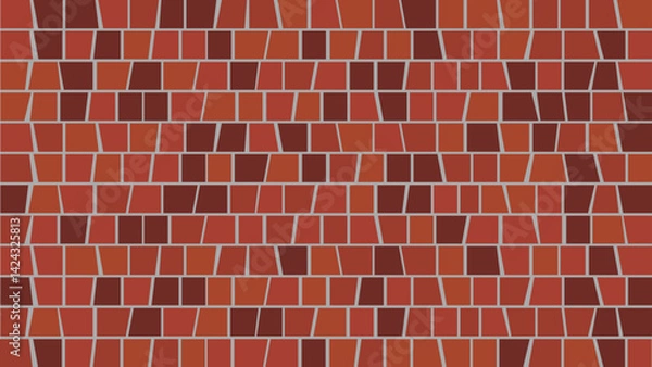 Obraz A red brick wall background. Brown tiles texture. Sidewalk red block surface. editable stroke. 