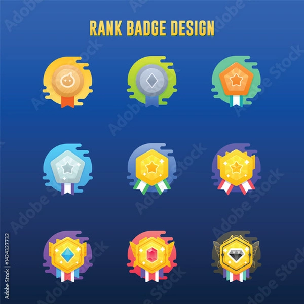 Obraz Rank Badge Design Collection for Games and Achievements