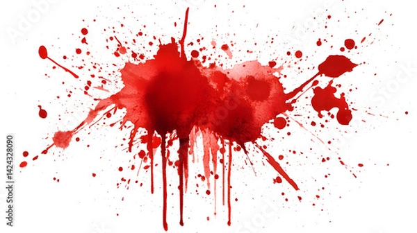 Fototapeta Blood Splatter Texture: A vibrant blood splatter texture, conveying a sense of intensity, danger, and dramatic impact. perfect for adding a bold and evocative element to any creative project.