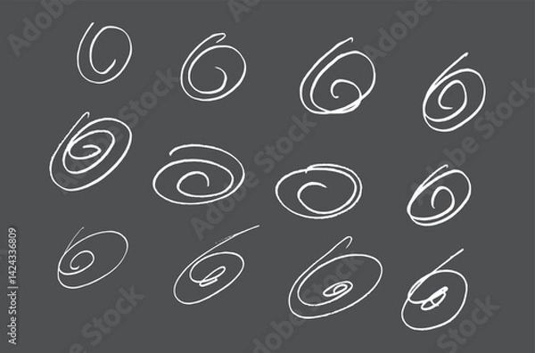 Fototapeta Simple hand-drawn ovals, black and white sketch, minimalist design, various sizes, organic shapes, scattered arrangement, rough outlines, abstract pattern, pencil drawing styl