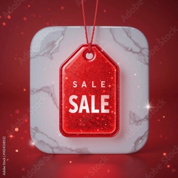 Obraz Futuristic AI-Generated Glowing Sale Tag – Neon Blue Discount Label for High-Converting E-Commerce Promotions, Flash Sales, Digital Marketing, Business Growth, Financial Deals, and Online Store Brand