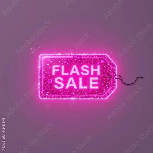 Obraz Futuristic AI-Generated Glowing Sale Tag – Neon Blue Discount Label for High-Converting E-Commerce Promotions, Flash Sales, Digital Marketing, Business Growth, Financial Deals, and Online Store Brand