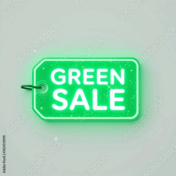 Obraz Futuristic AI-Generated Glowing Sale Tag – Neon Blue Discount Label for High-Converting E-Commerce Promotions, Flash Sales, Digital Marketing, Business Growth, Financial Deals, and Online Store Brand