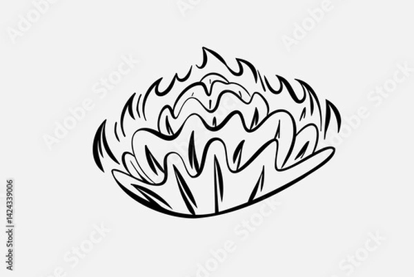Fototapeta Outline Flame Hand Drawn Vector Image