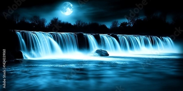 Obraz Moonlight Waterfall Serenity