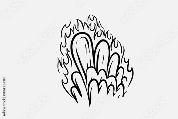 Fototapeta Outline Flame Hand Drawn Vector Image
