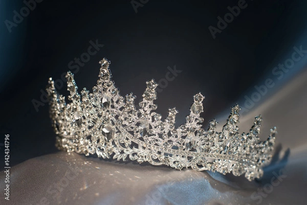Fototapeta Golden royal crown with diamonds