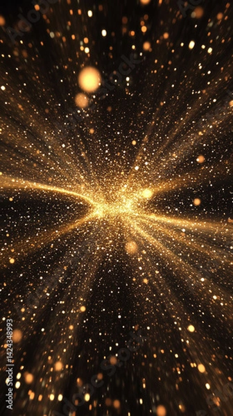 Fototapeta “Abstract Gold Burst with Glowing Dust and Rays”

