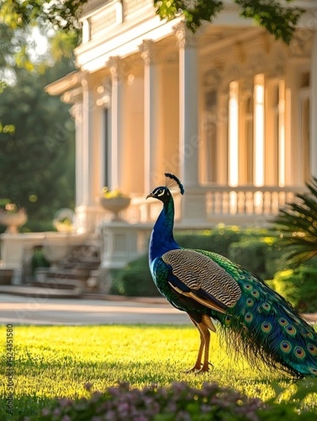 Obraz Peacock with a screen in the courtyard