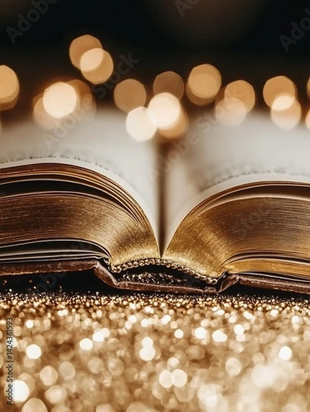 Obraz Open Book, Golden Light, Elegant Background