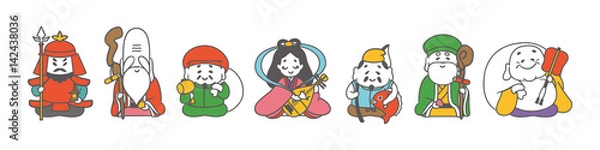 Fototapeta 七福神　かわいい　横長
