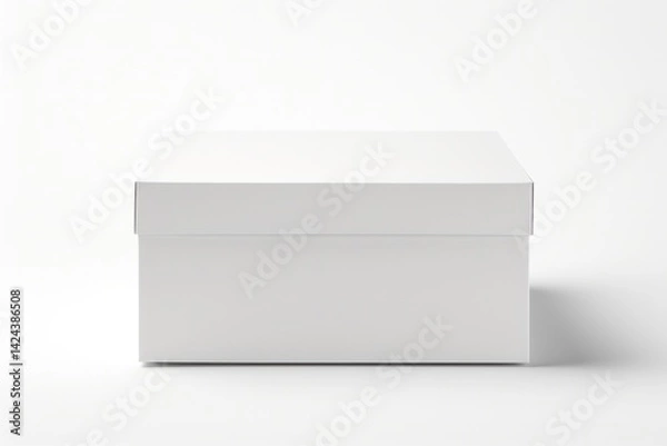 Fototapeta Realistic depiction of a perfectly sealed white cardboard box, with smooth, unwrinkled surfaces and crisp edges