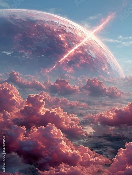 Obraz Pink clouds, alien planet, surreal sky