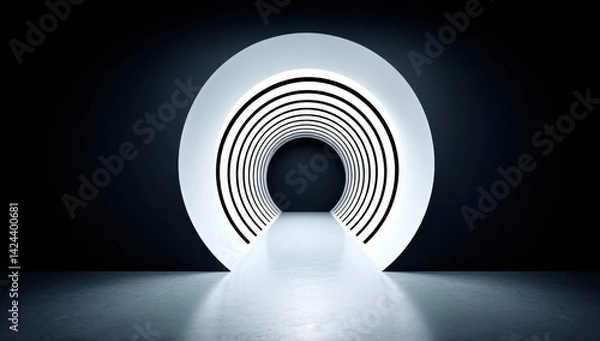 Obraz Abstract Tunnel of Light: A Futuristic Architectural Design