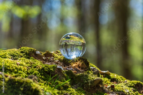 Fototapeta Trees shot through a lens / crystal ball  in Kings Woods in Challock near Ashford in Kent, England