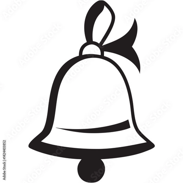 Fototapeta A cheerful bell with a playful bow, announcing joyful news or a festive occasion in a simple, bold, black and white design.
