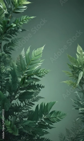 Fototapeta Muted emerald tones, indistinct leaf shapes, hazy atmosphere,  relaxing,  texture