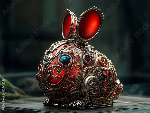 Obraz Ornate Rabbit, Decorative, Dark Background