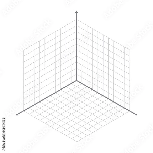 Fototapeta Isometric 3D Coordinate Grid with Axes