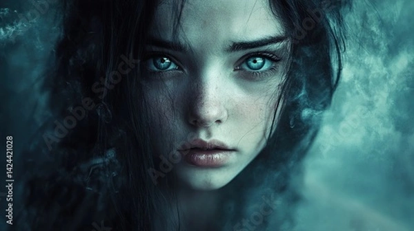 Fototapeta Intense, mysterious, ethereal female portrait