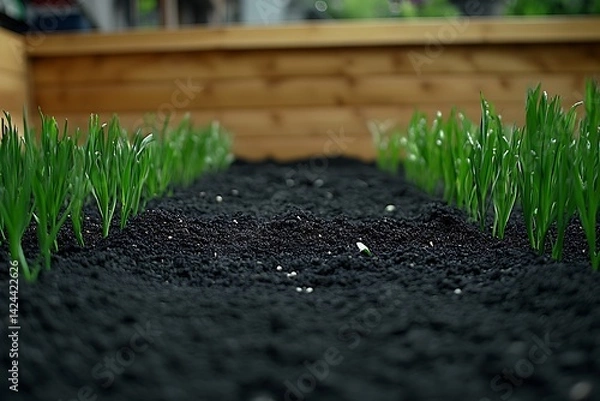 Obraz Raised Garden Bed with Sprouting Plants