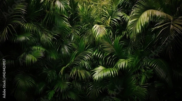 Obraz Tropical foliage, dense jungle backdrop, lush greenery, nature