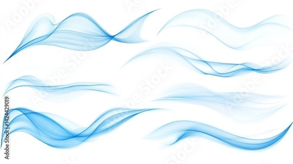 Obraz Abstract blue wave design elements; background white; website design
