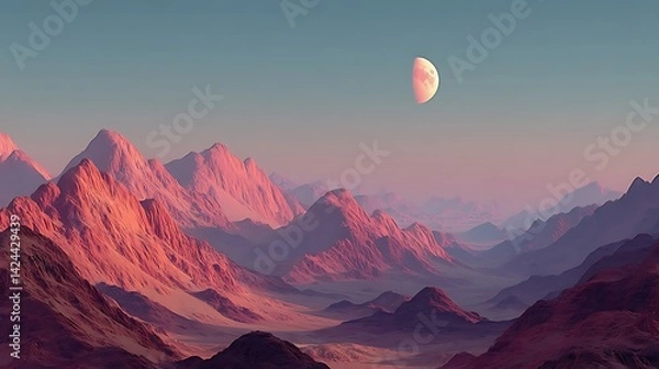 Obraz Red Mountain Landscape at Sunset