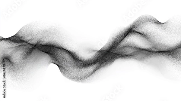 Obraz Abstract black flowing particles on white background