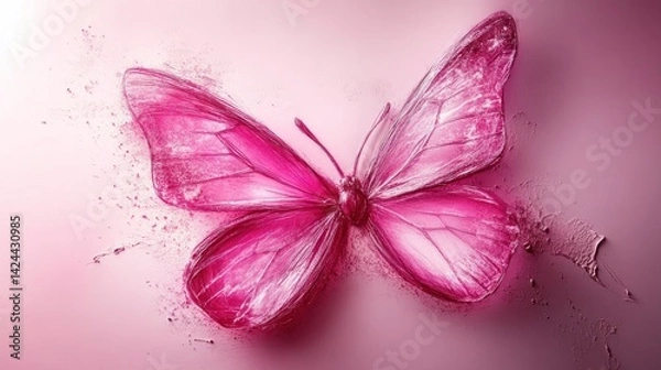Obraz Pink butterfly, abstract design, soft background, elegant, digitally created image