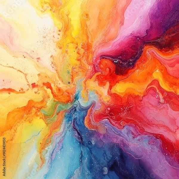 Fototapeta Abstract colorful paint explosion, radial design, vibrant colors, studio