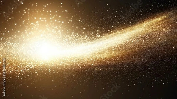 Obraz Cosmic gold nebula, glowing particles in space, dynamic abstract background,  for digital art