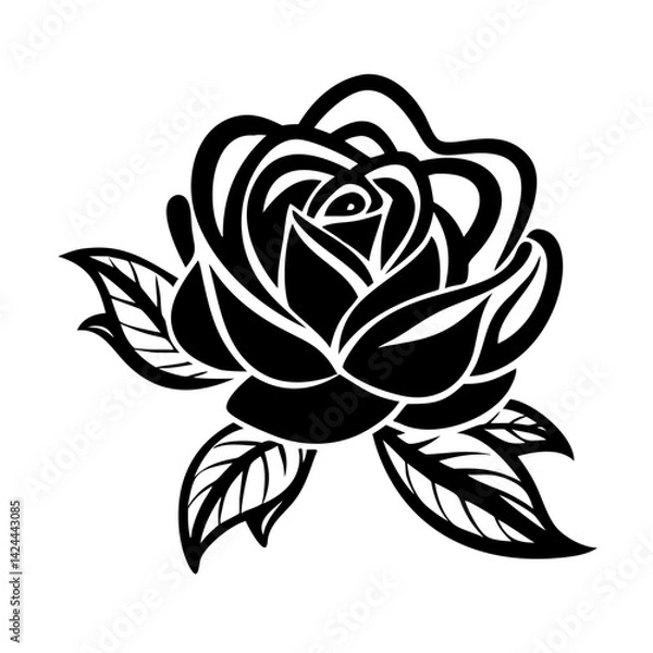 Fototapeta This is a stylized black and white flower illustration, perfect for:

 Tattoo designs
 Stickers or decals
 T-shirt prints
 Laser cutting or engraving patterns