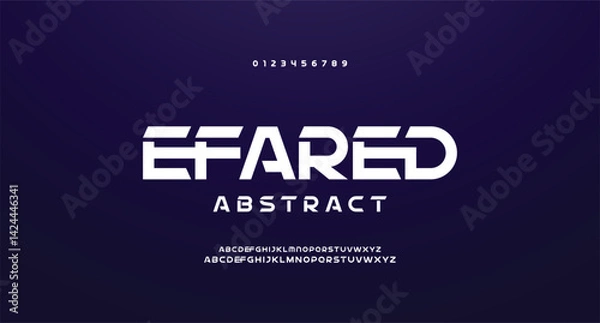 Fototapeta Design Modern abstract digital alphabet font. Minimal technology typography, Creative urban sport fashion futuristic font and with numbers. vector illustration.
