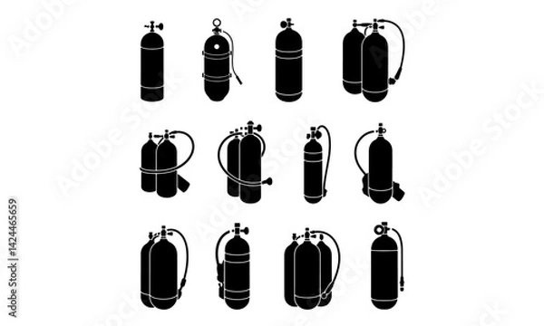 Obraz oxygen scuba tank for diving silhouette