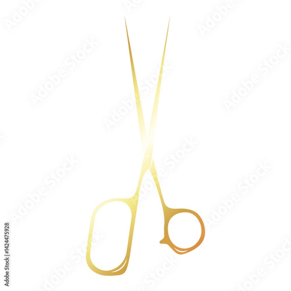 Obraz Hairdressing scissors gold color sign