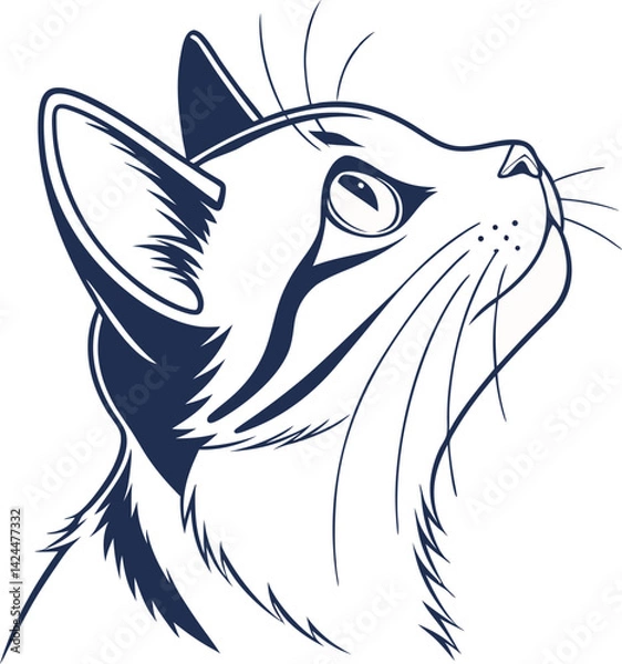Fototapeta Cute Cat in Flat One Colour Style Vector