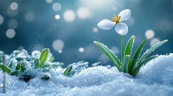 Obraz Spring Bloom in Winter Snow