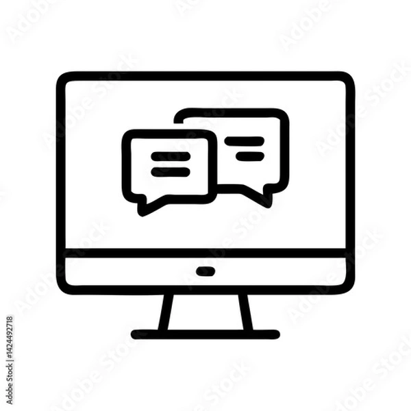 Obraz Computer Screen with Chat Interface Icon Representing Online Communication and Messaging