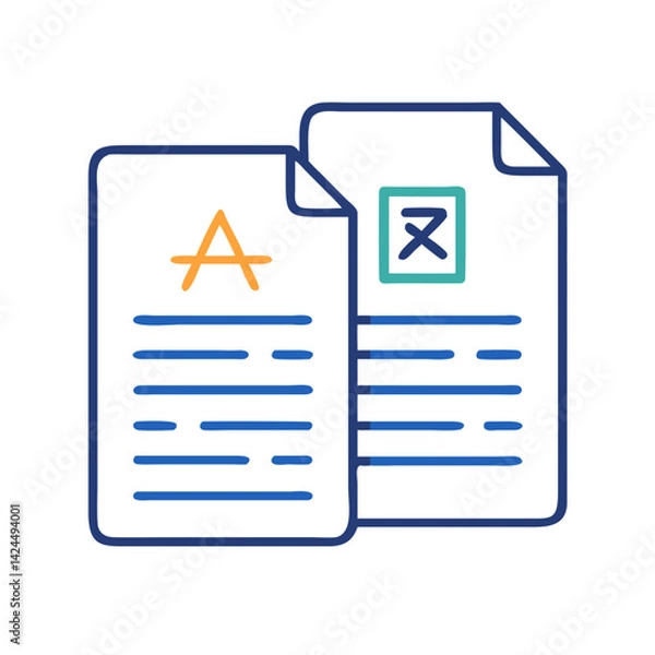 Obraz Dual Language Document Icon Representing Bilingual Content and Multilingual Communication