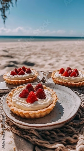 Obraz Strawberry tarts on beach