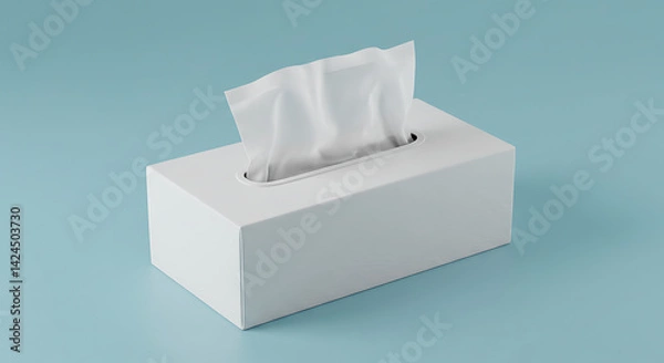 Obraz White Tissue Box on Blue Background Stock Photo
