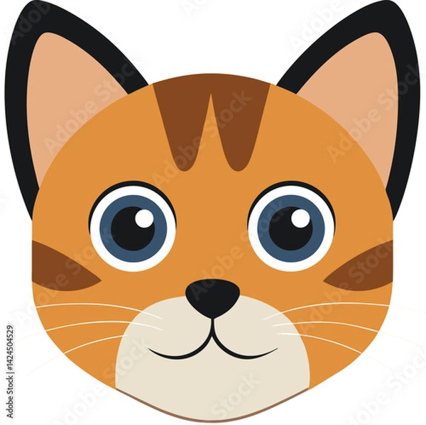 Fototapeta Smiling Cat Face – Cute Vector Drawing